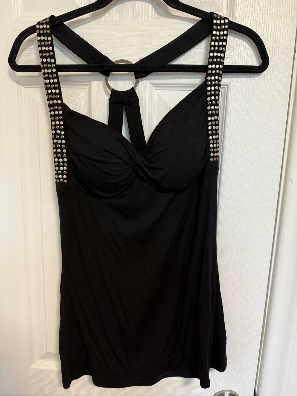 Black Studded Crossback Tank Top - Women boho chic